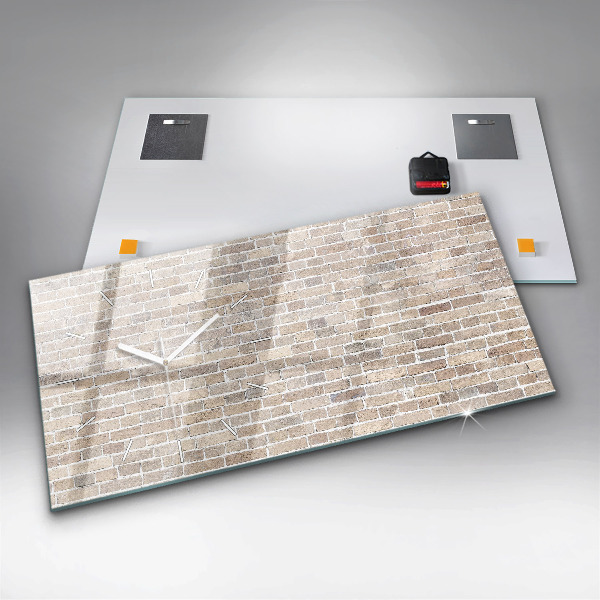 Horizontální skleněné hodiny na stěnu Cihlová zeď