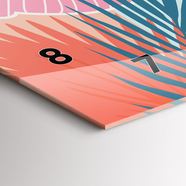 Horizontální skleněné hodiny na stěnu Pastelové listy