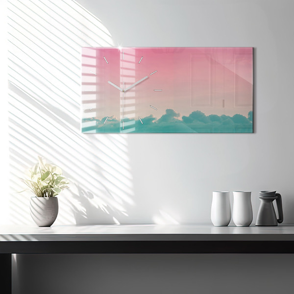 Horizontální skleněné hodiny na stěnu Gradientní obloha