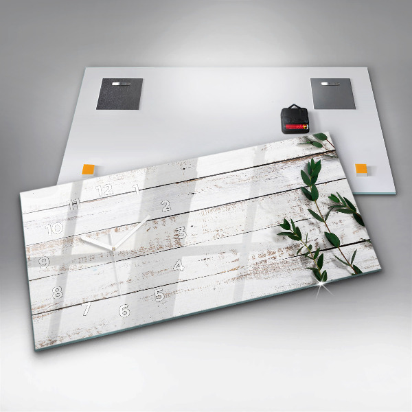 Horizontální skleněné hodiny na stěnu Dřevěné desky