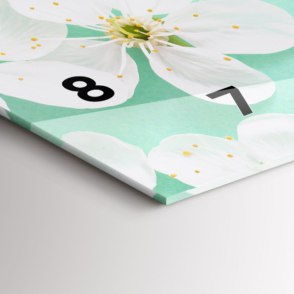 Horizontální skleněné hodiny na stěnu Kvetoucí sedmikrásky