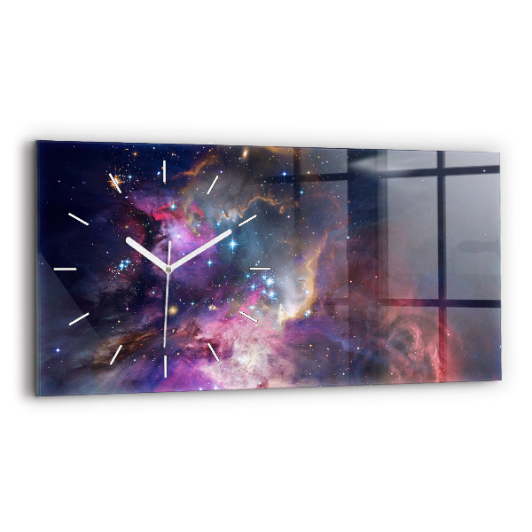 Horizontální skleněné hodiny na stěnu Svět galaxie