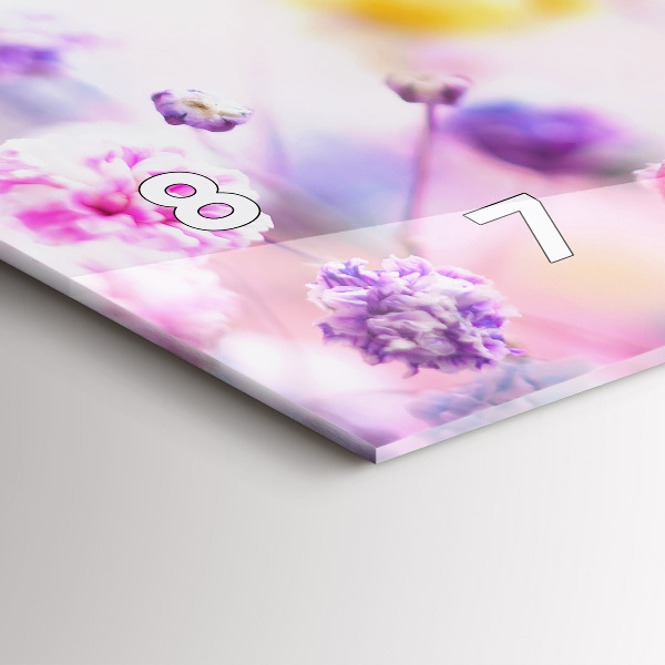 Horizontální skleněné hodiny na stěnu Květiny na louce