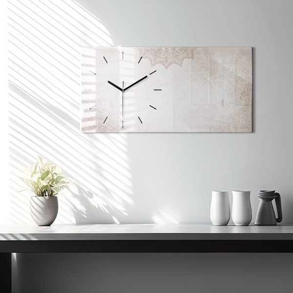 Horizontální skleněné hodiny na stěnu Dekorativní vzor