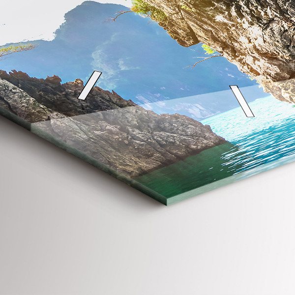 Horizontální skleněné hodiny na stěnu Jezero přírodních stromů