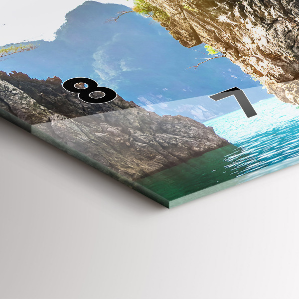 Horizontální skleněné hodiny na stěnu Jezero přírodních stromů