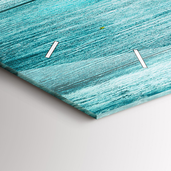 Horizontální skleněné hodiny na stěnu Modré staré dřevo