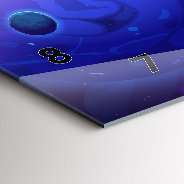 Horizontální skleněné hodiny na stěnu Galaxie planet