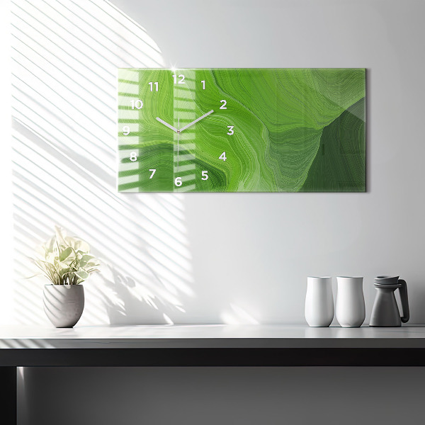 Horizontální skleněné hodiny na stěnu Moderní vlny