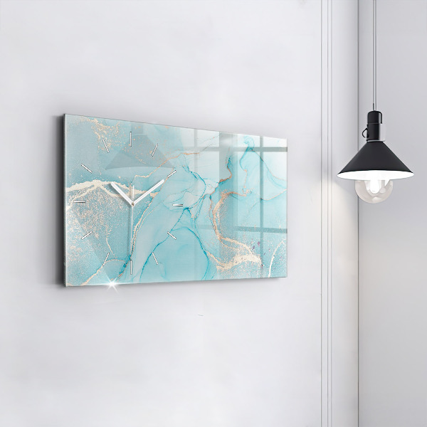 Horizontální skleněné hodiny na stěnu Dekorativní mramor