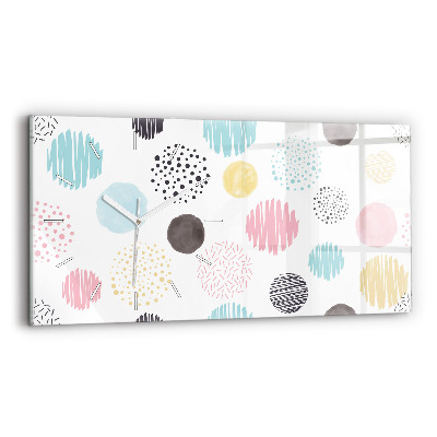 Horizontální skleněné hodiny na stěnu Geometrický vzor