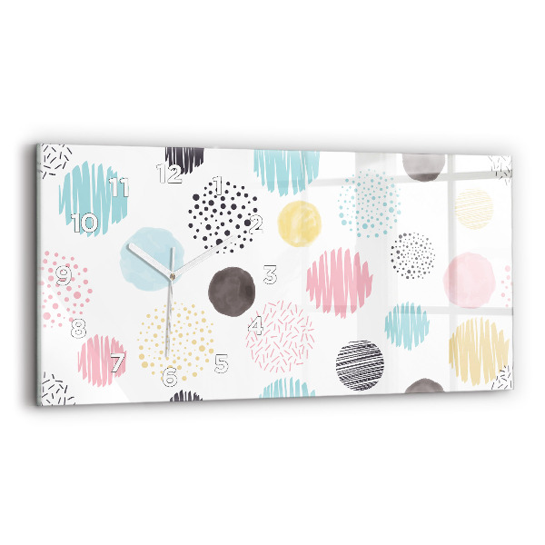 Horizontální skleněné hodiny na stěnu Geometrický vzor