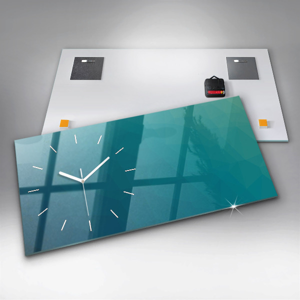 Horizontální skleněné hodiny na stěnu Mořská abstrakce