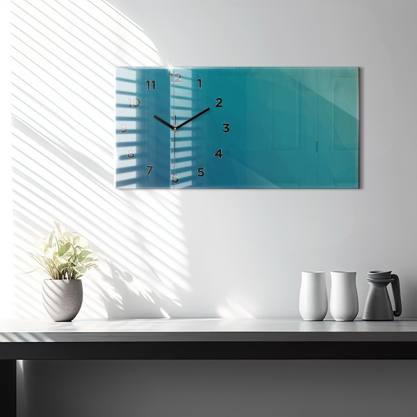 Horizontální skleněné hodiny na stěnu Mořská abstrakce