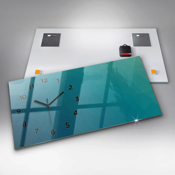 Horizontální skleněné hodiny na stěnu Mořská abstrakce