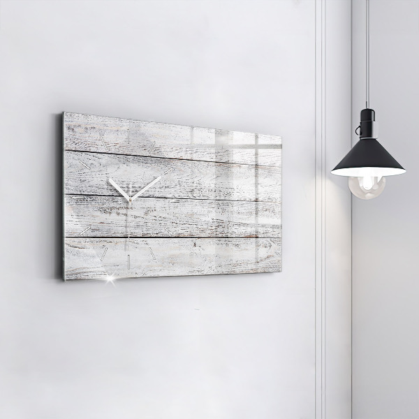 Horizontální skleněné hodiny na stěnu Malovaná prkna