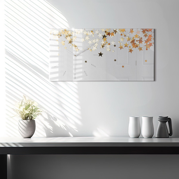 Horizontální skleněné hodiny na stěnu Hvězdy