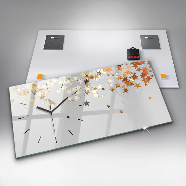 Horizontální skleněné hodiny na stěnu Hvězdy