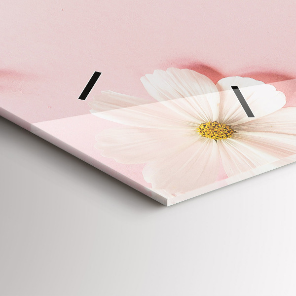 Horizontální skleněné hodiny na stěnu Květy sedmikrásek