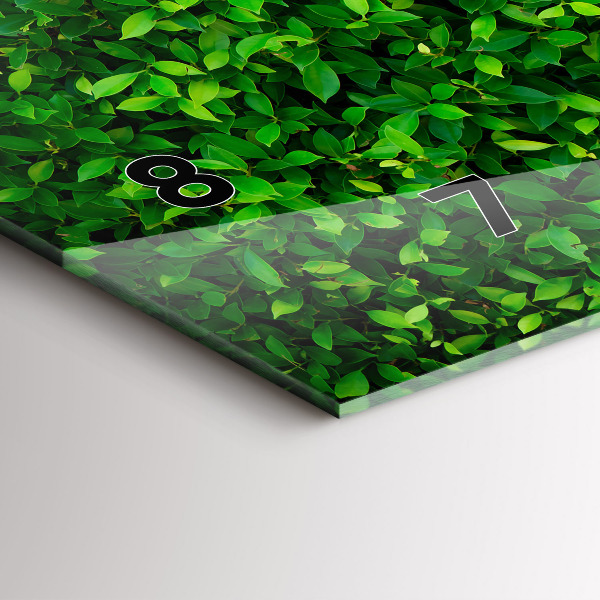 Horizontální skleněné hodiny na stěnu Listy živého plotu