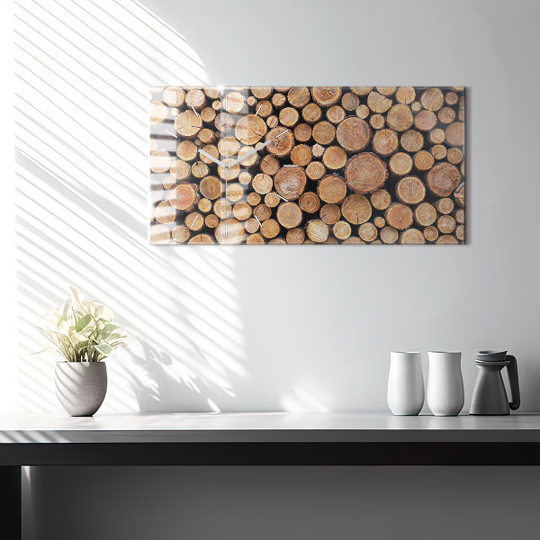 Horizontální skleněné hodiny na stěnu Kruhy stromů