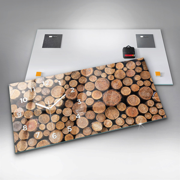 Horizontální skleněné hodiny na stěnu Kruhy stromů