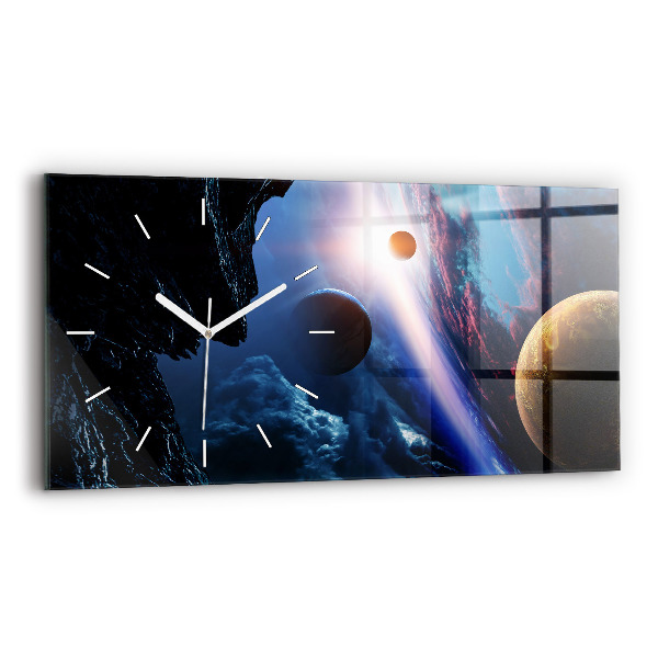 Horizontální skleněné hodiny na stěnu Velká galaxie