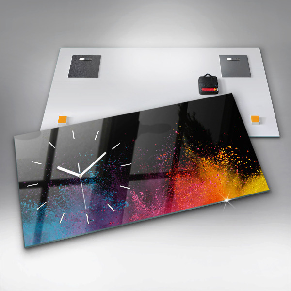 Horizontální skleněné hodiny na stěnu Exploze barev