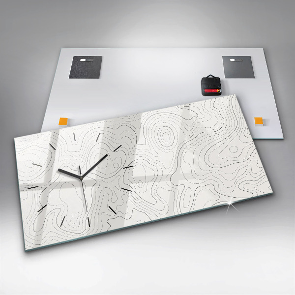 Horizontální skleněné hodiny na stěnu Skvrny abstraktní