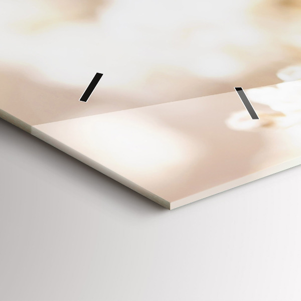 Horizontální skleněné hodiny na stěnu Malé bílé květy