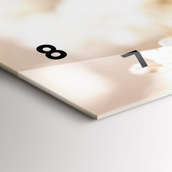 Horizontální skleněné hodiny na stěnu Malé bílé květy