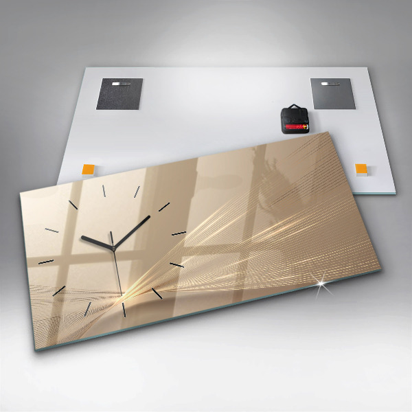 Horizontální skleněné hodiny na stěnu Abstraktní světlo