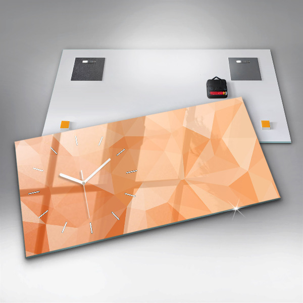 Horizontální skleněné hodiny na stěnu Abstraktní trojúhelníky