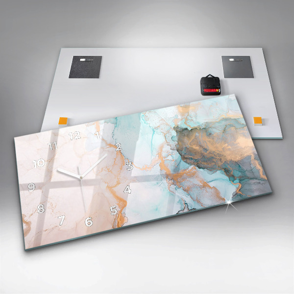 Horizontální skleněné hodiny na stěnu Abstraktní obraz