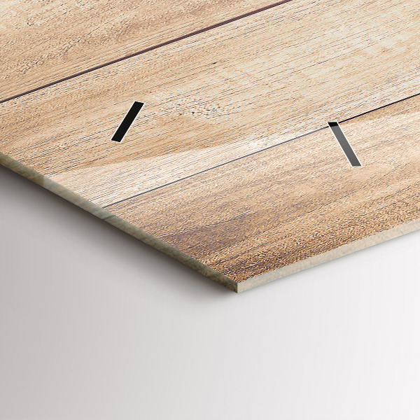 Horizontální skleněné hodiny na stěnu Dřevěná textura