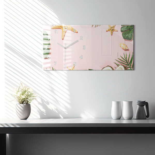 Horizontální skleněné hodiny na stěnu Letní nálada