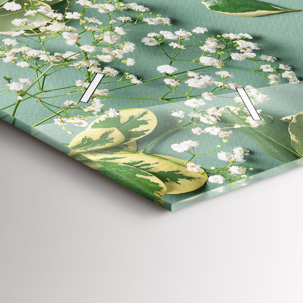 Horizontální skleněné hodiny na stěnu Křehké květiny