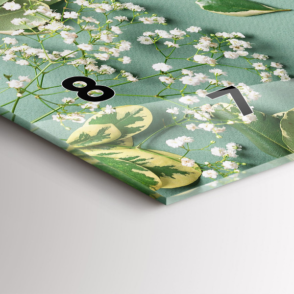 Horizontální skleněné hodiny na stěnu Křehké květiny