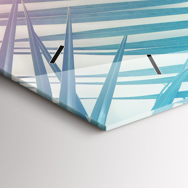 Horizontální skleněné hodiny na stěnu Tropická palma