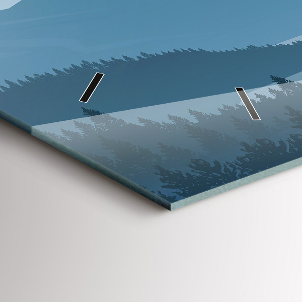 Horizontální skleněné hodiny na stěnu Hornatá krajina