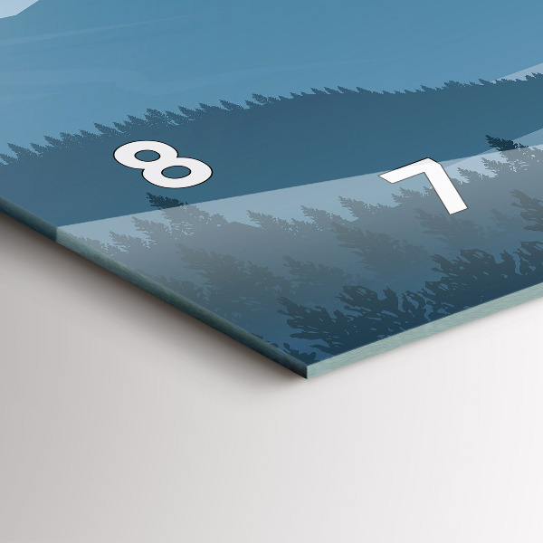 Horizontální skleněné hodiny na stěnu Hornatá krajina