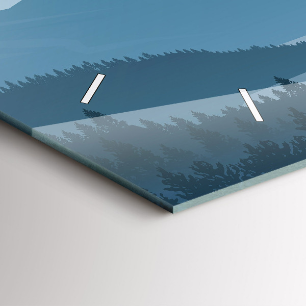 Horizontální skleněné hodiny na stěnu Hornatá krajina