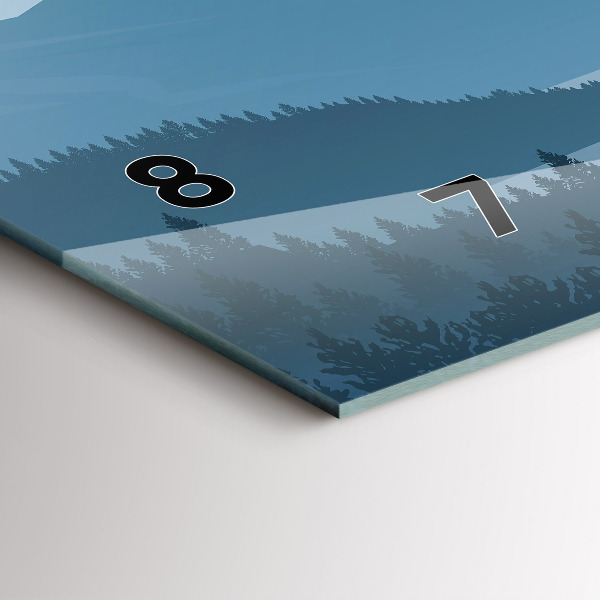 Horizontální skleněné hodiny na stěnu Hornatá krajina