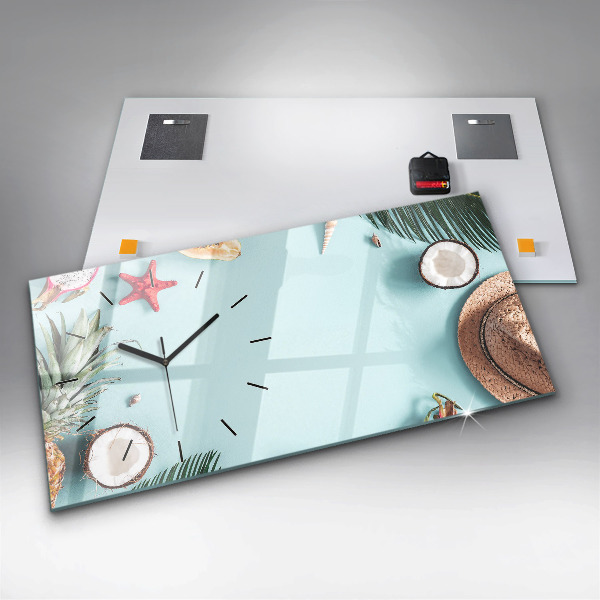 Horizontální skleněné hodiny na stěnu Letní kompozice