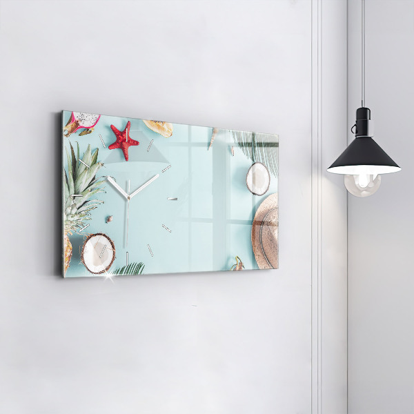 Horizontální skleněné hodiny na stěnu Letní kompozice