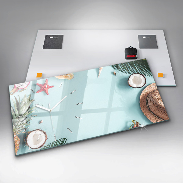 Horizontální skleněné hodiny na stěnu Letní kompozice