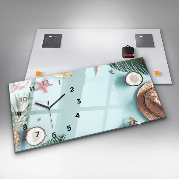 Horizontální skleněné hodiny na stěnu Letní kompozice