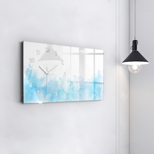 Horizontální skleněné hodiny na stěnu Malované skvrny