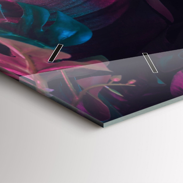 Horizontální skleněné hodiny na stěnu Exotické květiny