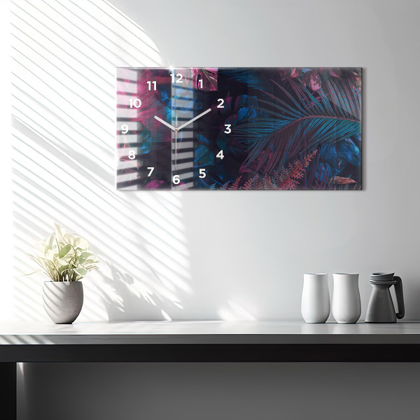 Horizontální skleněné hodiny na stěnu Exotické květiny